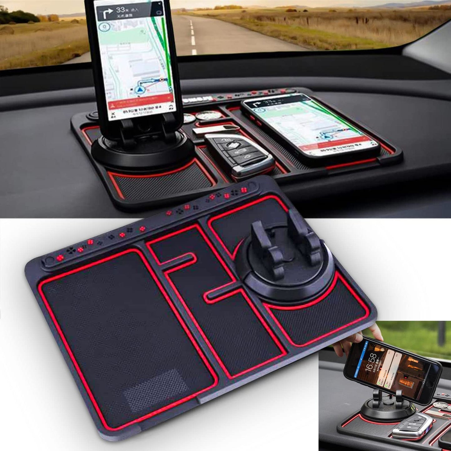 GripMate(Non-Slip Mat with Integrated Phone Holder)